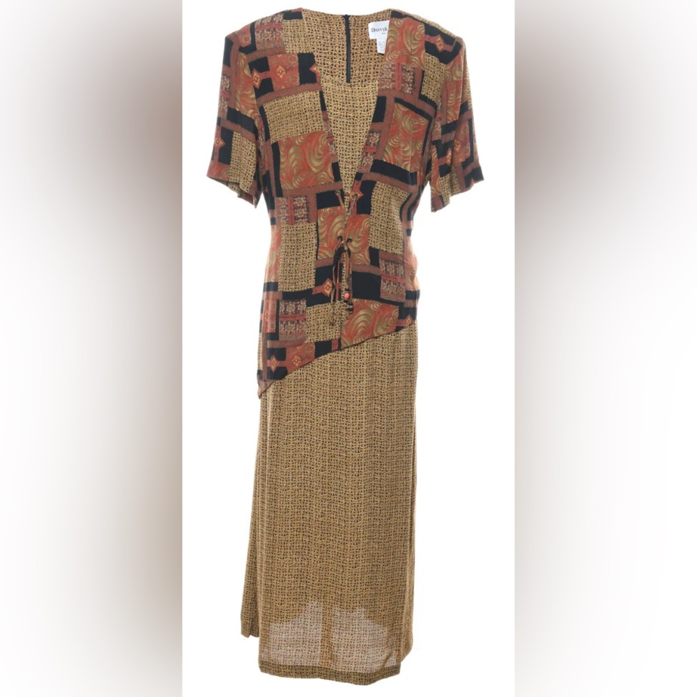 🔥Danny & Nicole New York BOHO Vintage Geometric Pattern Maxi-Dress Sz. 14🔥